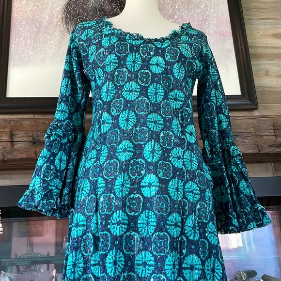 One Season long blue dress with flowers motifs. Size S - Picture 7 of 8